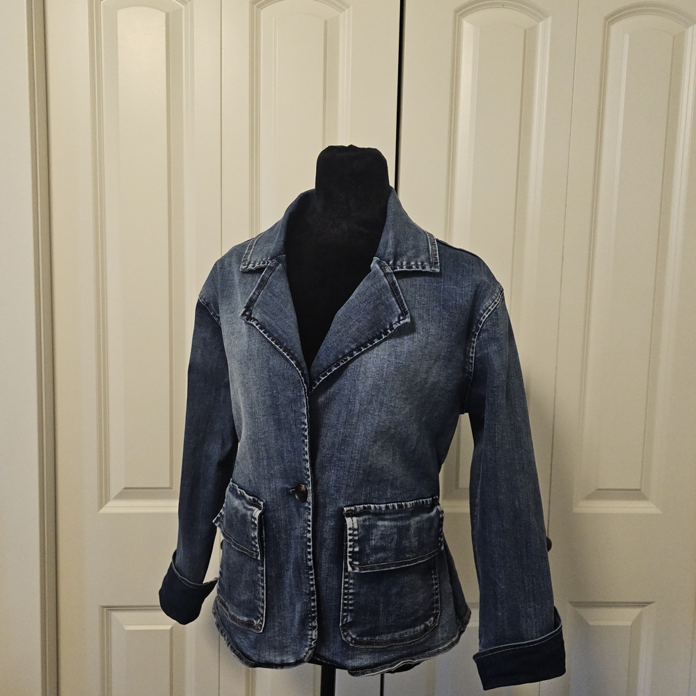 Lola Jeans Womens Blue Denim Jean Jacket Boho Western  SZ M